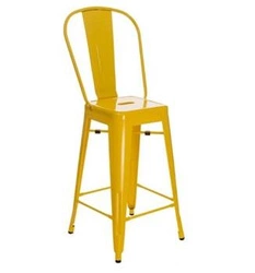 Hoker Paris Back 66 cm żółty metalowy z oparciem do wyspy kuchennej industrialny inspirowany Tolix