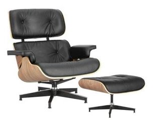 Fotel wypoczynkowy do salonu Vip Lounge Chair skórzany czarny z podnóżkiem nowoczesny