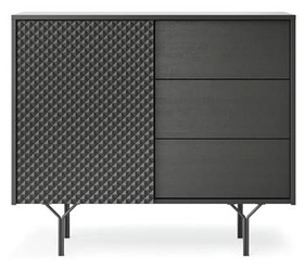Komoda Navara czarna nowoczesna z szufladami na wysokich nogach 97 cm do salonu Intesi