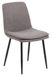 Krzesło tapicerowane Becca szare do jadalni i kuchni nowoczesne na czarnych metalowych nogach