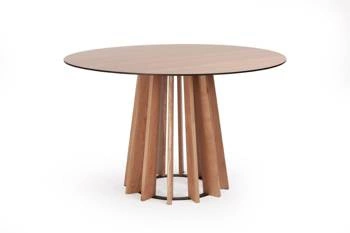 Stół okrągły do jadalni Tavle 120 cm nowoczesny dąb naturalny na jednej nodze NORDIFRA