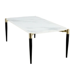 Stolik kawowy Pista prostokątny biały szklany glamour do salonu Intesi 120x60 cm