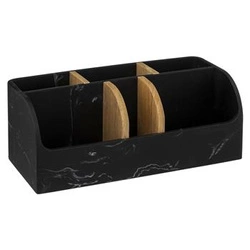 Lea organizer na biżuterię do biurka czarny nowoczesny z drewnianymi przegrodami 5five