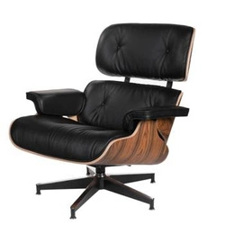 Fotel wypoczynkowy Vip skórzany czarny obrotowy nowoczesny do salonu inspirowany Lounge Chair