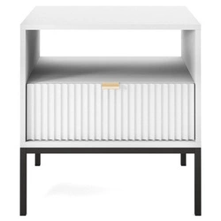Szafka nocna biała glamour z ryflowanym frontem i szufladą 54 cm Intesi Delicious