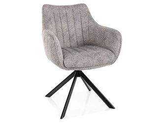 Krzesło Murray obrotowe do jadalni tapicerowane szare z podłokietnikami