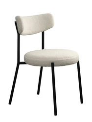 Krzesło tapicerowane Ligi białe teddy do jadalni i kuchni nowoczesne na czarnych nogach