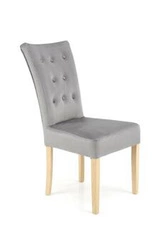 Krzesło tapicerowane welurowe Xsavier Intesi do jadalni i salonu szare z drewnianymi nogami