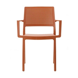 Krzesło ogrodowe Emi Arm pomarańczowe z tworzywa sztaplowane z podłokietnikami SCAB Design