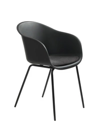 Krzesło do jadalni Topley Arm Intesi czarne tapicerowane z podłokietnikami łatwe czyszczenie