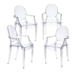 Zestaw 4 krzeseł transparentnych Royal do jadalni i salonu z podłokietnikami D2.DESIGN