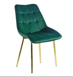 Krzesło do jadalni Poly Intesi welurowe zielone glamour na złotych nogach nowoczesne