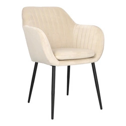 Krzesło tapicerowane welur Emilia Actona beżowe z podłokietnikami do jadalni nowoczesne