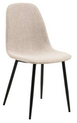 Krzesło tapicerowane Celia beżowe do jadalni i kuchni skandynawskie z czarnymi nogami Actona