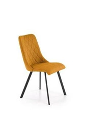 Krzesło tapicerowane Fenri musztardowe do jadalni nowoczesne pikowane z czarnymi nogami Intesi