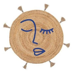 Dywan boho okrągły jutowy Soleya 78 cm z pomponami do sypialni i pokoju dziecięcego Atmosphera