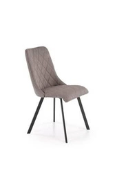 Krzesło tapicerowane Fenri szare do jadalni nowoczesne pikowane na czarnych metalowych nogach
