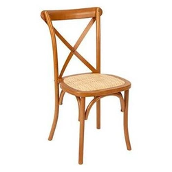 Krzesło drewniane Isak Atmosphera do jadalni vintage rattanowe brązowe sztaplowane
