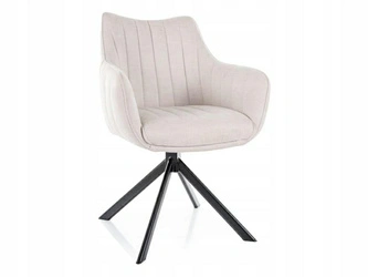 Krzesło Murray tapicerowane obrotowe do jadalni beżowe z podłokietnikami