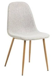 Krzesło do jadalni Celia Actona szare jasne tapicerowane skandynawskie na metalowych nogach