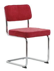 Krzesło tapicerowane Tepper czerwony sztruks na płozach do jadalni i salonu nowoczesne