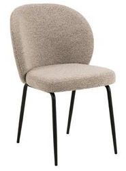 Krzesło tapicerowane Patricia beżowe ciemne do jadalni nowoczesne na czarnych metalowych nogach