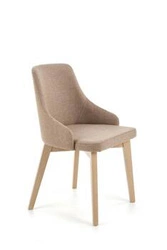 Krzesło tapicerowane Arman Intesi beżowe ciemne z drewnianymi nogami do jadalni i salonu