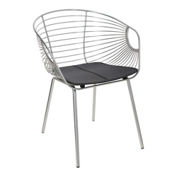 Krzesło metalowe Sligo srebrne do jadalni i kuchni z podłokietnikami