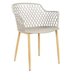 Krzesło do jadalni Basel szare nowoczesne z tworzywa z podłokietnikami na metalowych nogach