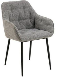 Krzesło tapicerowane Brooke szare z podłokietnikami do jadalni i salonu nowoczesne Actona