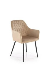 Krzesło tapicerowane Basper Velvet beżowe do jadalni welurowe z podłokietnikami Intesi