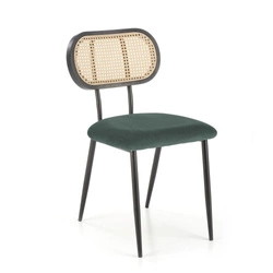 Krzesło tapicerowane welur Sophie zielone do jadalni i salonu nowoczesne na czarnych nogach