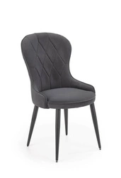 Krzesło tapicerowane Baron szare do jadalni i salonu glamour Intesi z wysokimi czarnymi nogami