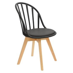 Krzesło do jadalni Sirena Intesi czarne z tworzywa i drewna łatwe w czyszczeniu skandynawskie