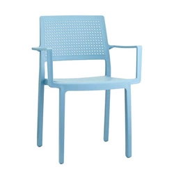 Krzesło ogrodowe z tworzywa sztucznego niebieskie z podłokietnikami sztaplowane Emi SCAB Design