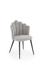 Krzesło tapicerowane Mindi szare do jadalni i salonu nowoczesne loftowe na czarnych nogach