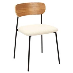 Krzesło tapicerowane Loki beżowe do jadalni i salonu vintage na czarnych metalowych nogach Intesi