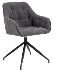 Krzesło tapicerowane obrotowe Brooke do jadalni i salonu antracytowe nowoczesne z podłokietnikami