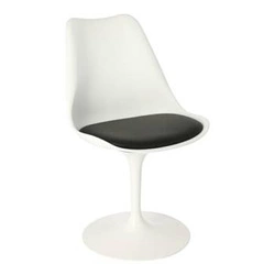 Krzesło Tulip Basic inspirowane Tulip Chair do salonu białe obrotowe z poduszką D2.DESIGN