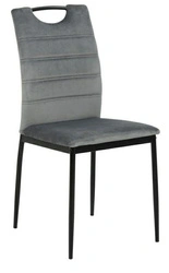 Actona Dia szare krzesło welurowe do jadalni nowoczesne na czarnych nogach