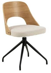 Krzesło tapicerowane Lucy obrotowe skandynawskie beżowe dąb do jadalni nowoczesne Actona