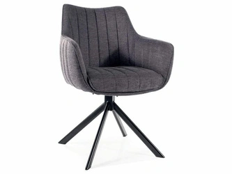 Krzesło Murray tapicerowane szare obrotowe z podłokietnikami do jadalni