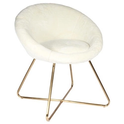 Fotel kubełkowy Karl Velvet Furry beżowy do salonu nowoczesny tapicerowany boucle na płozach