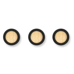 Nowoczesny wieszak ścienny Umbra HUB 3 czarny okrągły do przedpokoju i sypialni