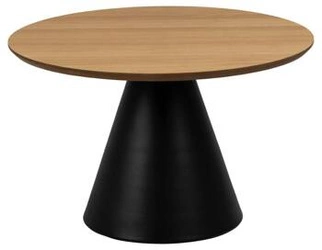 Stolik kawowy okrągły Soli 65 cm dębowy z czarną metalową nogą loft do salonu Actona