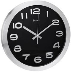 Zegar ścienny czarny Silfur do salonu nowoczesny z dużymi cyframi outlet Intesi