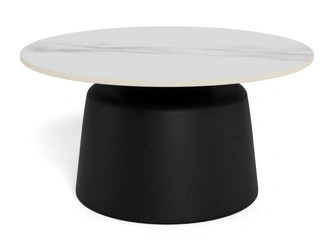 Stolik kawowy Santorini 70 cm okrągły biały ceramiczny do salonu