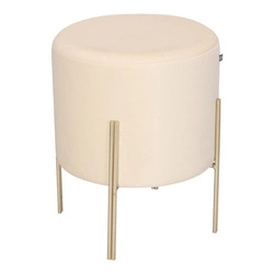 Pufa welurowa Living Velvet Atmosphera biała na złotych nogach do salonu i przedpokoju 40 cm