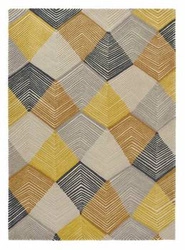 Dywan nowoczesny wełniany Rhythm Saffron 140x200cm geometryczny do salonu i sypialni