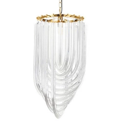 Lampa wisząca kryształowa WAVE złota 60 cm nowoczesna do salonu i jadalni